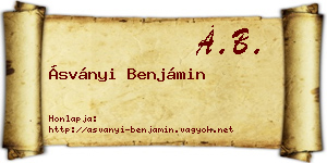 Ásványi Benjámin névjegykártya